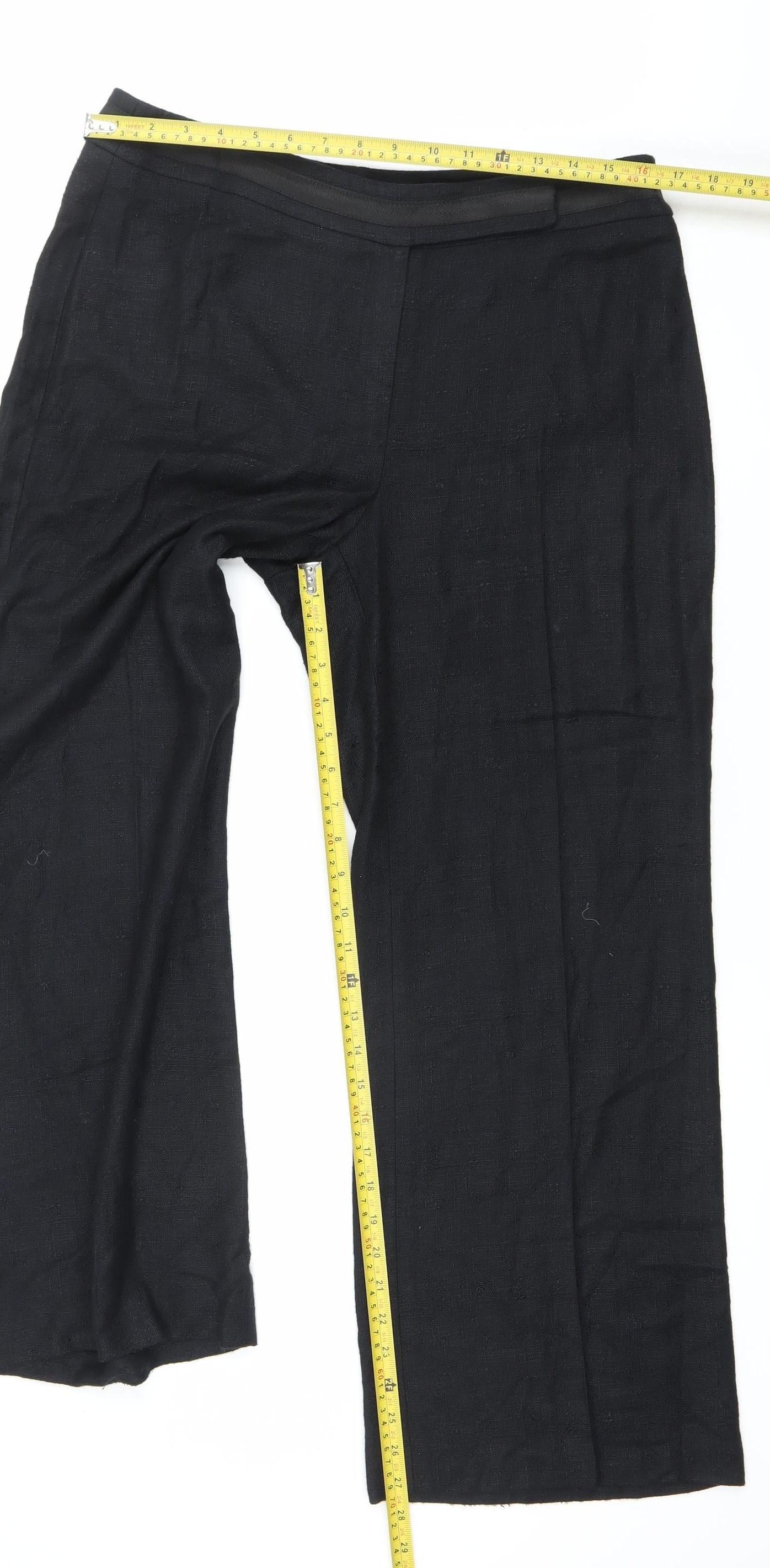 Principles Women’s Black Linen Blend Straight Leg Trousers Size 14
