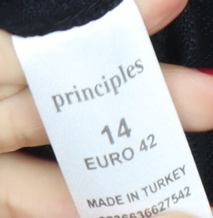 Principles Women’s Black Linen Blend Straight Leg Trousers Size 14