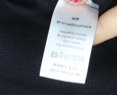 Principles Women’s Black Linen Blend Straight Leg Trousers Size 14