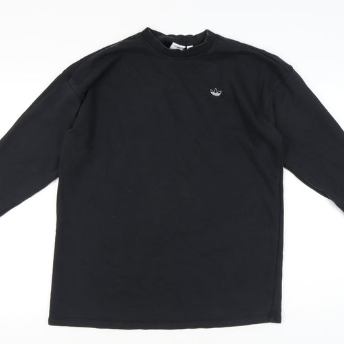 Adidas Women Black Size 8 Sweatshirt Crew Neck Rhinestone Logo