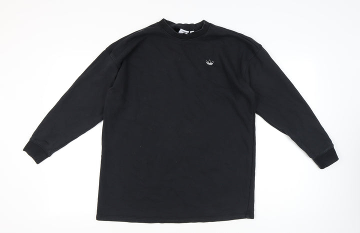 Adidas Women Black Size 8 Sweatshirt Crew Neck Rhinestone Logo