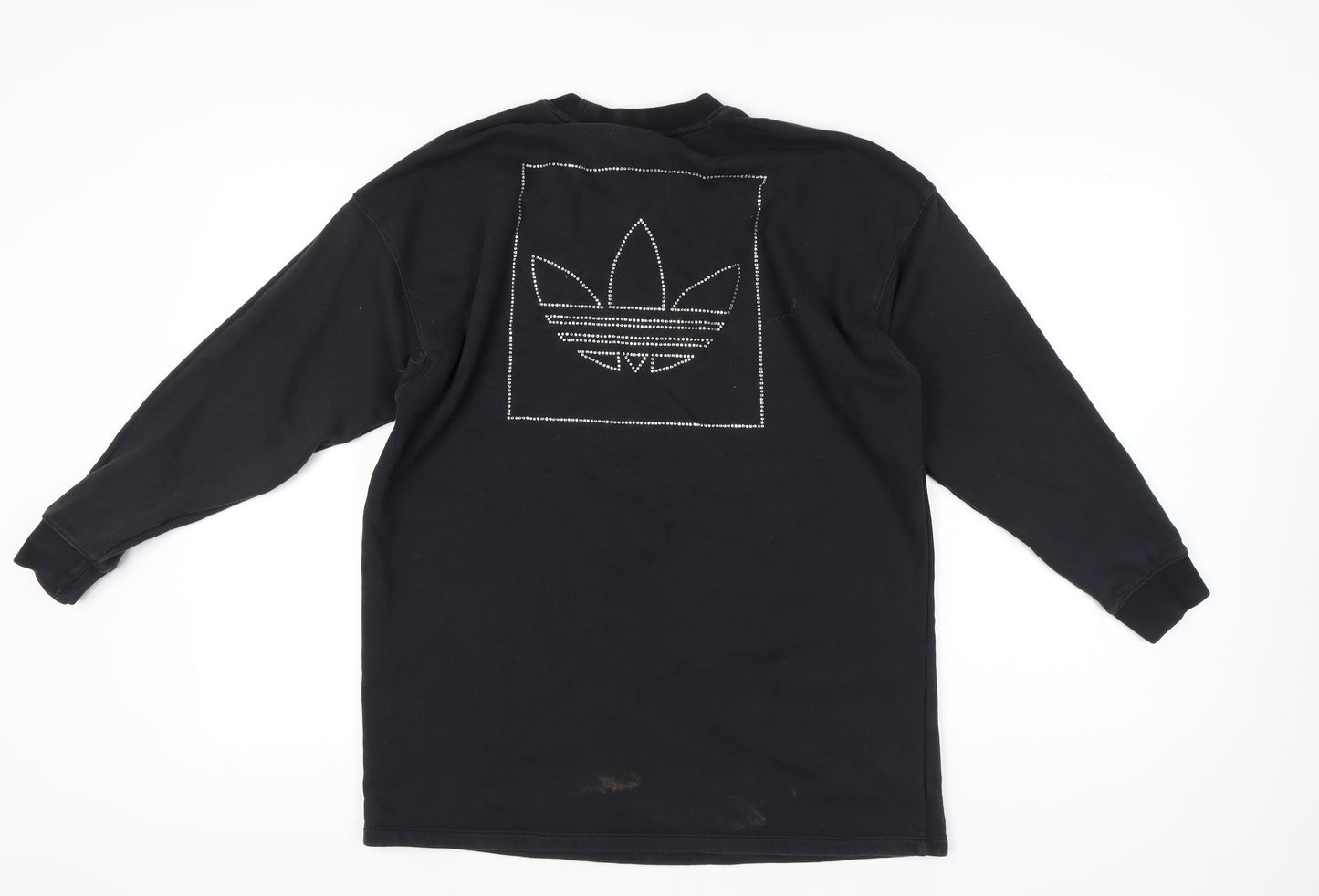 Adidas Women Black Size 8 Sweatshirt Crew Neck Rhinestone Logo