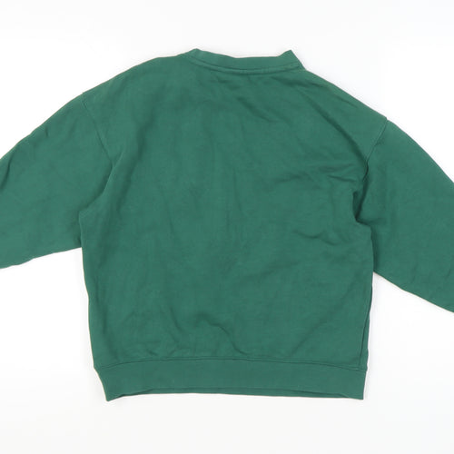 Slazenger Womens Green Logo Sweatshirt UK 8 Cotton Blend Crew Neck