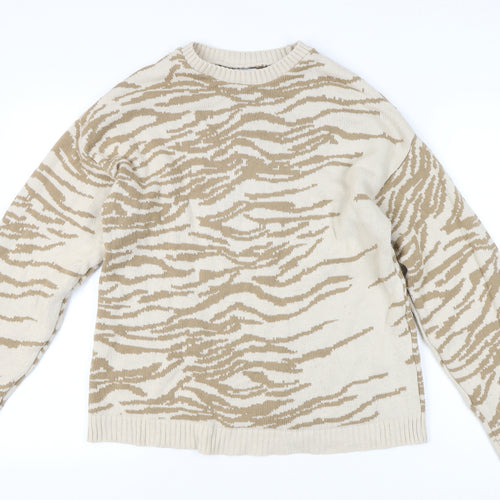 ASOS Women’s Beige Animal Print Jumper Size 10 Tall Acrylic Knit