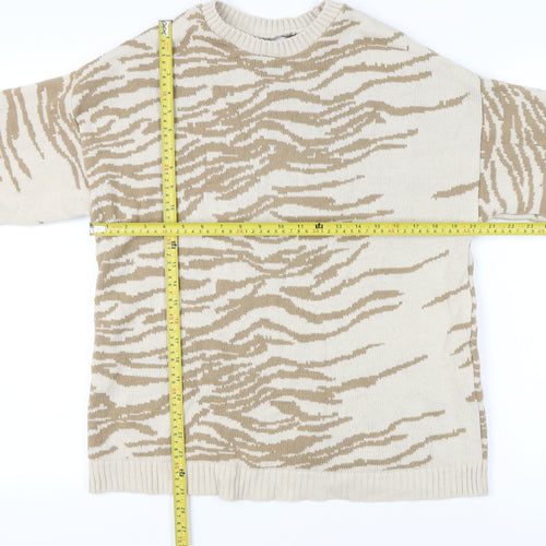 ASOS Women’s Beige Animal Print Jumper Size 10 Tall Acrylic Knit