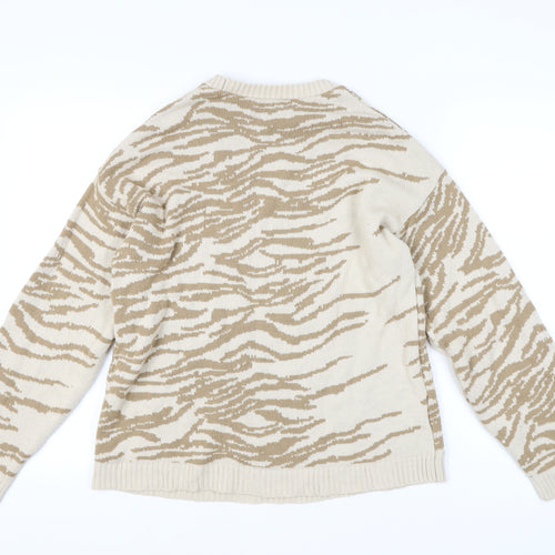 ASOS Women’s Beige Animal Print Jumper Size 10 Tall Acrylic Knit