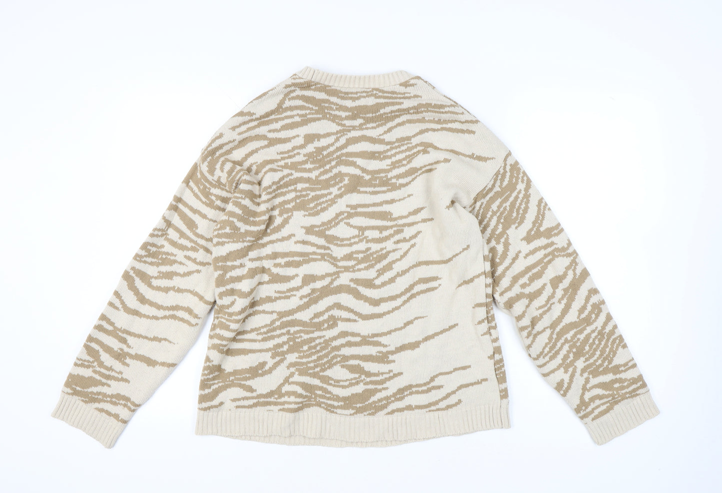 ASOS Women’s Beige Animal Print Jumper Size 10 Tall Acrylic Knit