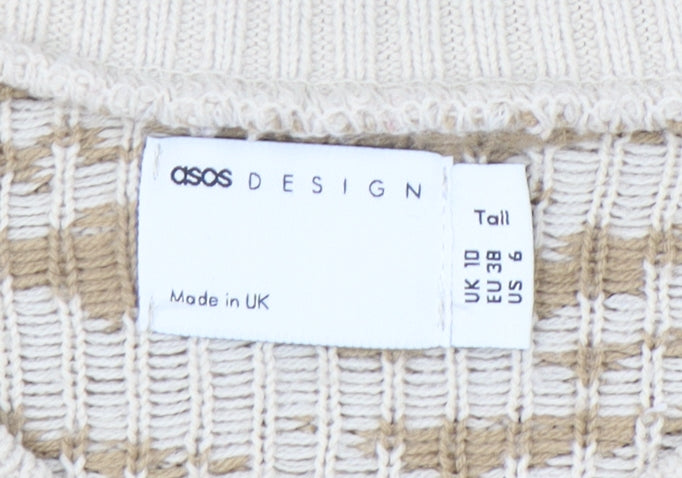 ASOS Women’s Beige Animal Print Jumper Size 10 Tall Acrylic Knit