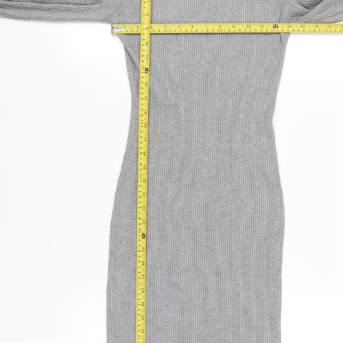 Stiletto's Women Grey Bodycon Knit Midi Dress L Long Sleeve
