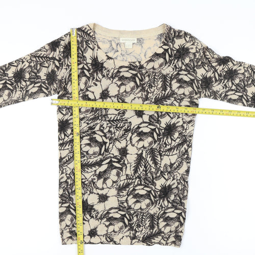 Monsoon Womens Beige Floral Knit Pullover Jumper Size 8