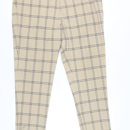 ASOS Design Mens Beige Checked Slim Chino Trousers Size L W36 L34