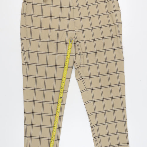 ASOS Design Mens Beige Checked Slim Chino Trousers Size L W36 L34