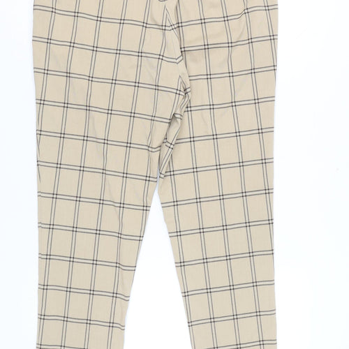 ASOS Design Mens Beige Checked Slim Chino Trousers Size L W36 L34