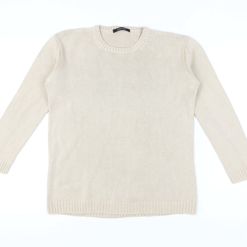 Dunnes Stores Women Beige Cotton Jumper Crew Neck Size 10-12