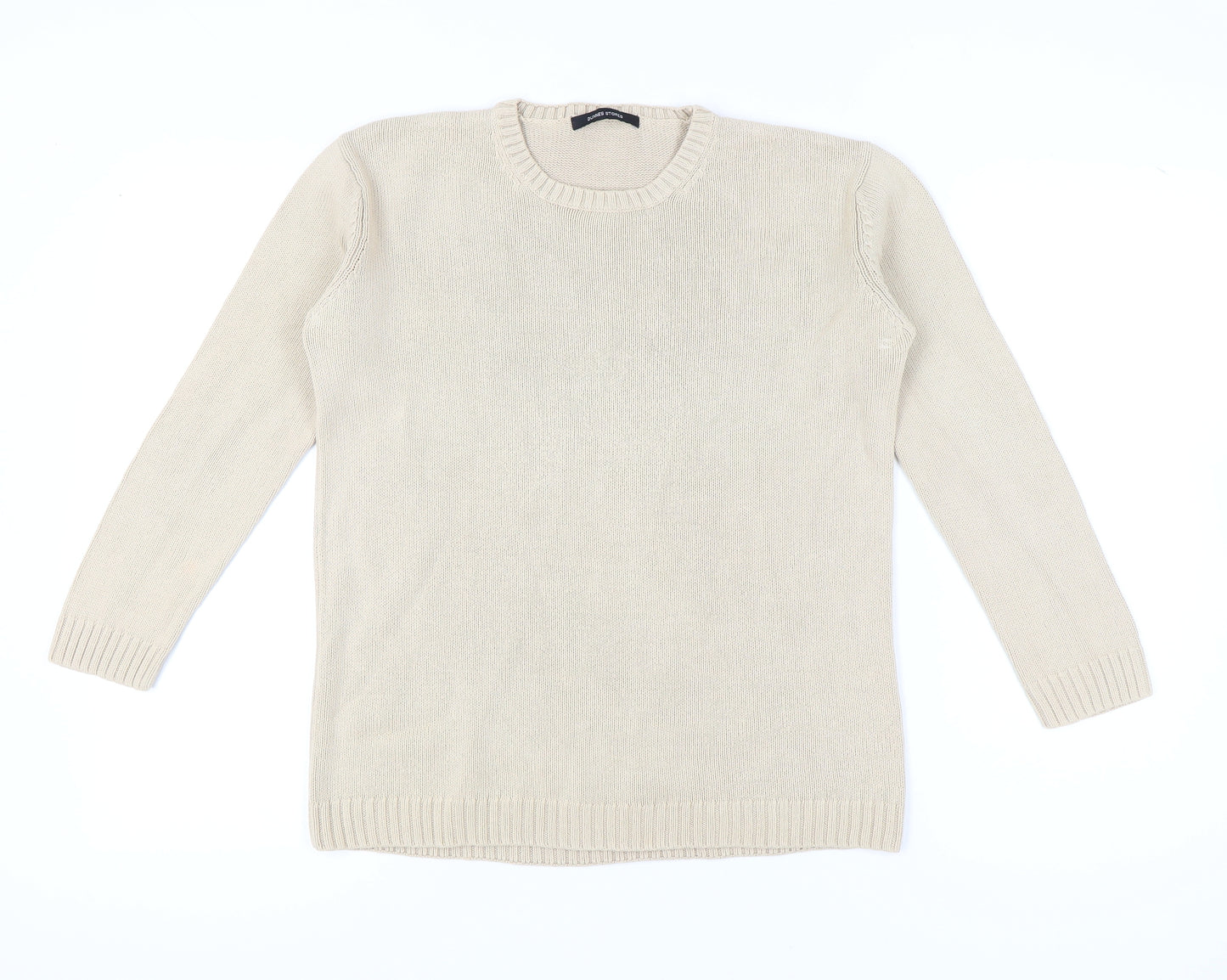 Dunnes Stores Women Beige Cotton Jumper Crew Neck Size 10-12