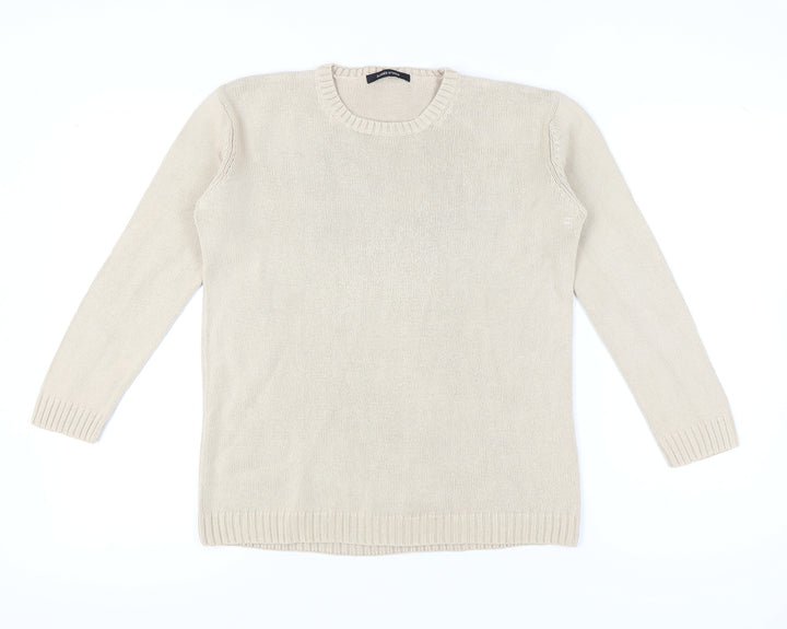 Dunnes Stores Women Beige Cotton Jumper Crew Neck Size 10-12