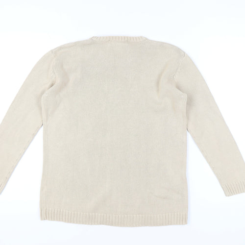 Dunnes Stores Women Beige Cotton Jumper Crew Neck Size 10-12