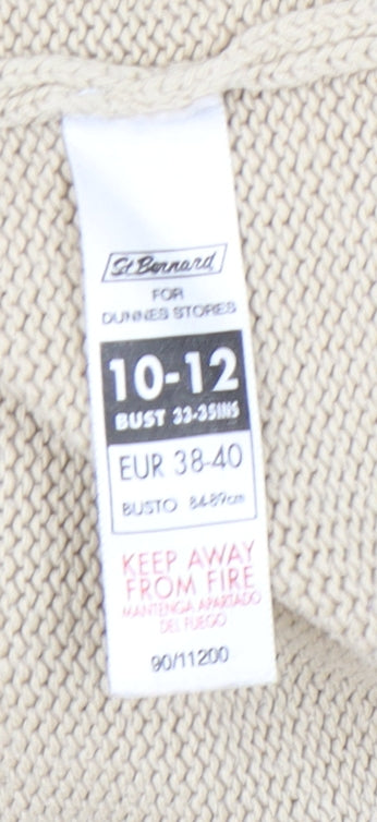 Dunnes Stores Women Beige Cotton Jumper Crew Neck Size 10-12