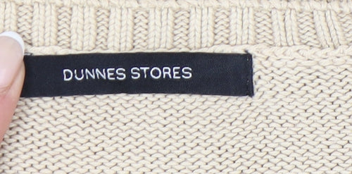 Dunnes Stores Women Beige Cotton Jumper Crew Neck Size 10-12