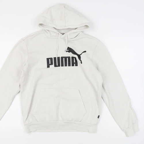 Puma Women Ivory Pullover Hoodie Small Logo Sportswear