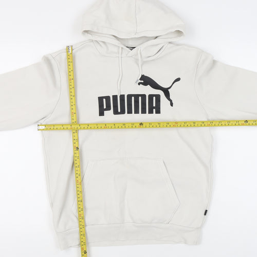 Puma Women Ivory Pullover Hoodie Small Logo Sportswear