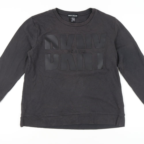 DKNY Jeans Women’s Black Sweatshirt Medium Pullover Logo Cotton Blend