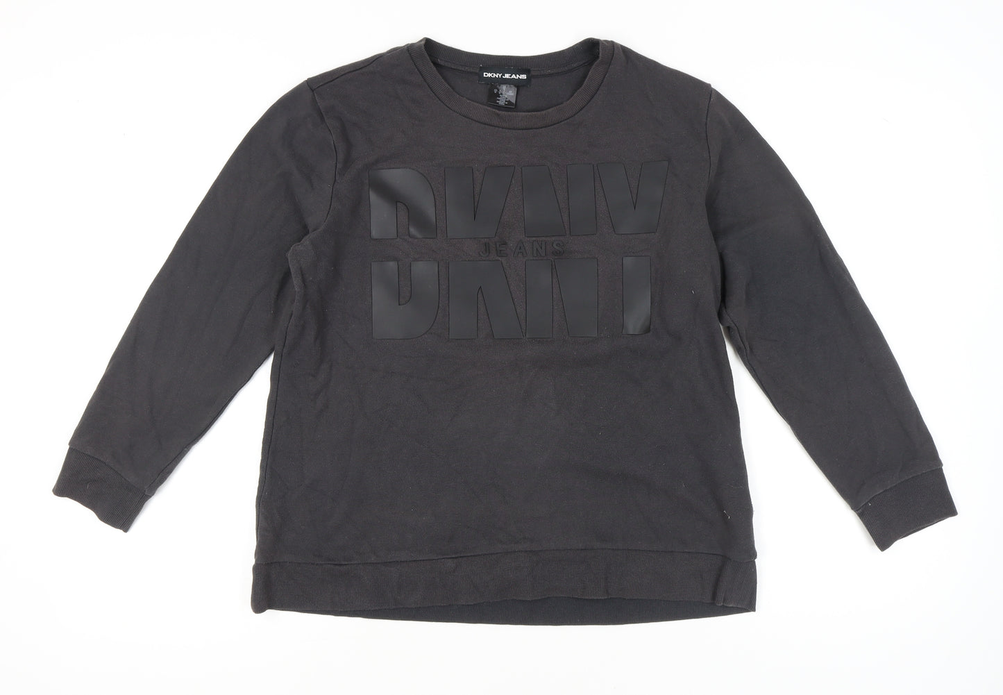 DKNY Jeans Women’s Black Sweatshirt Medium Pullover Logo Cotton Blend
