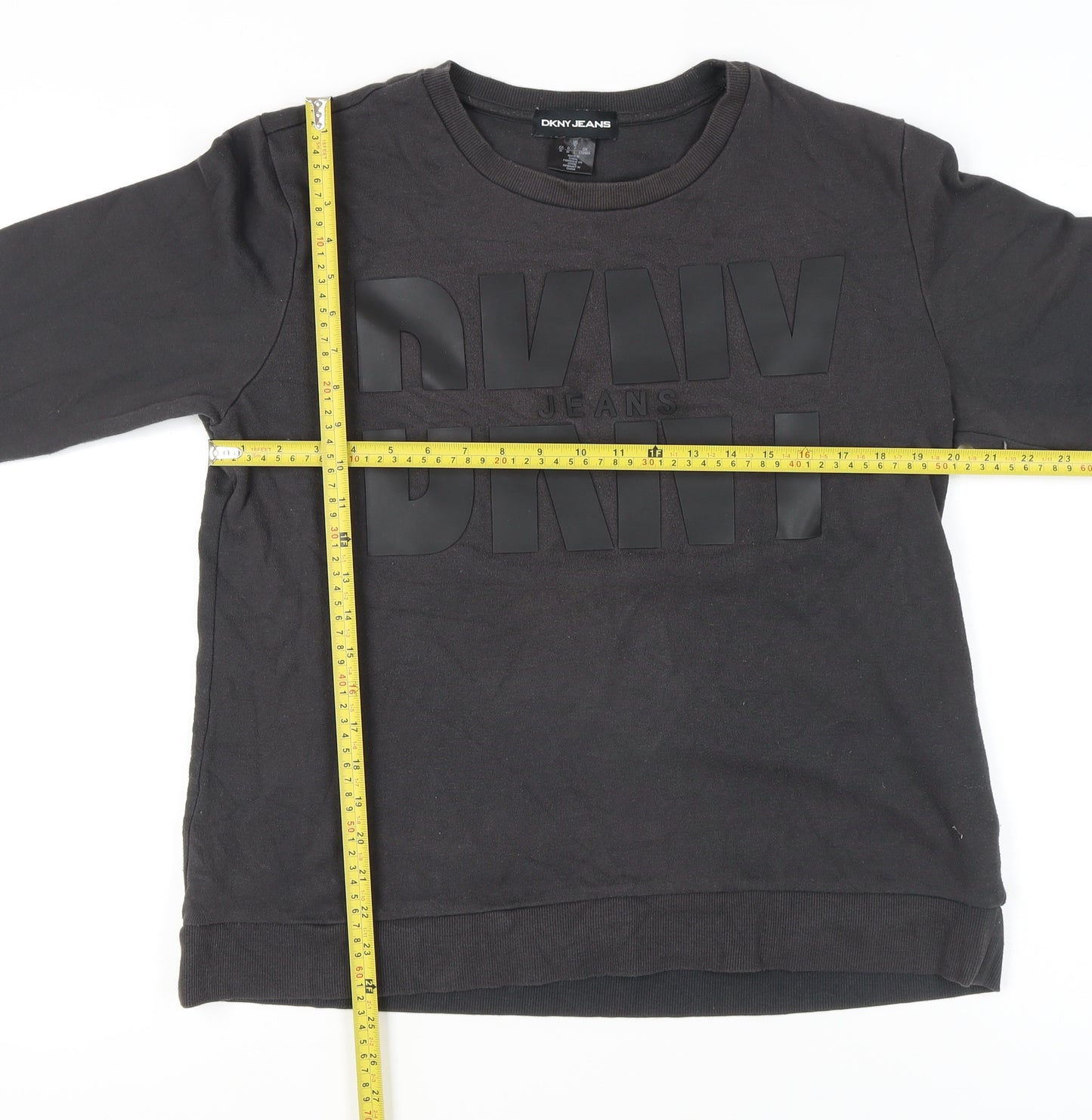DKNY Jeans Women’s Black Sweatshirt Medium Pullover Logo Cotton Blend