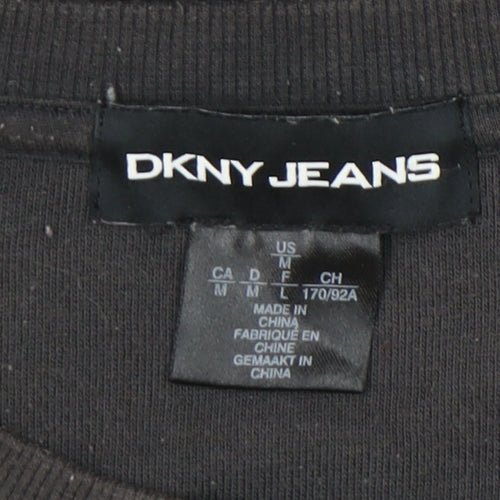 DKNY Jeans Women’s Black Sweatshirt Medium Pullover Logo Cotton Blend