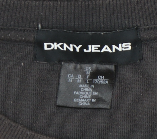 DKNY Jeans Women’s Black Sweatshirt Medium Pullover Logo Cotton Blend