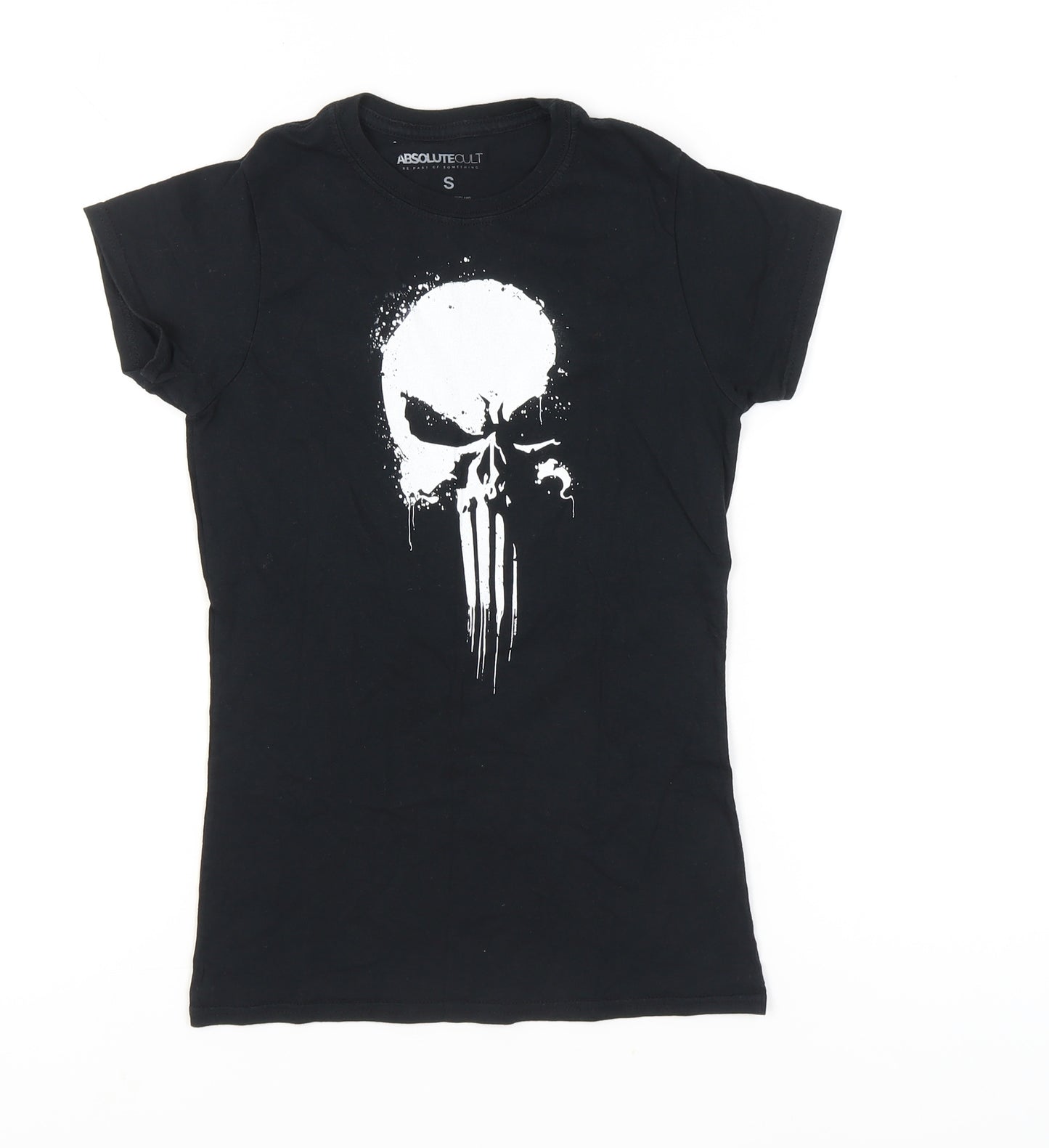 Absolute Cult Womens Black Cotton Comic Skull T-Shirt Size S
