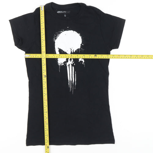 Absolute Cult Womens Black Cotton Comic Skull T-Shirt Size S