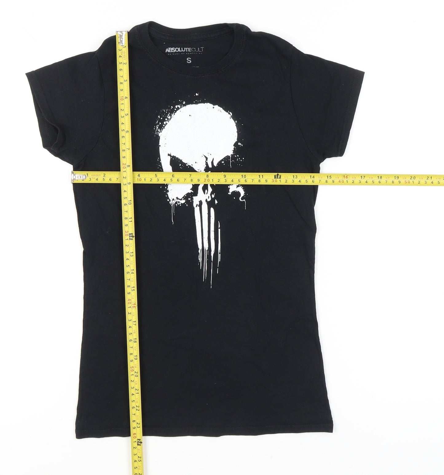 Absolute Cult Womens Black Cotton Comic Skull T-Shirt Size S