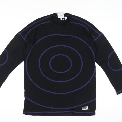 Ragged Jeans Men’s Black XS Long Sleeve Graphic Crew Neck T-Shirt