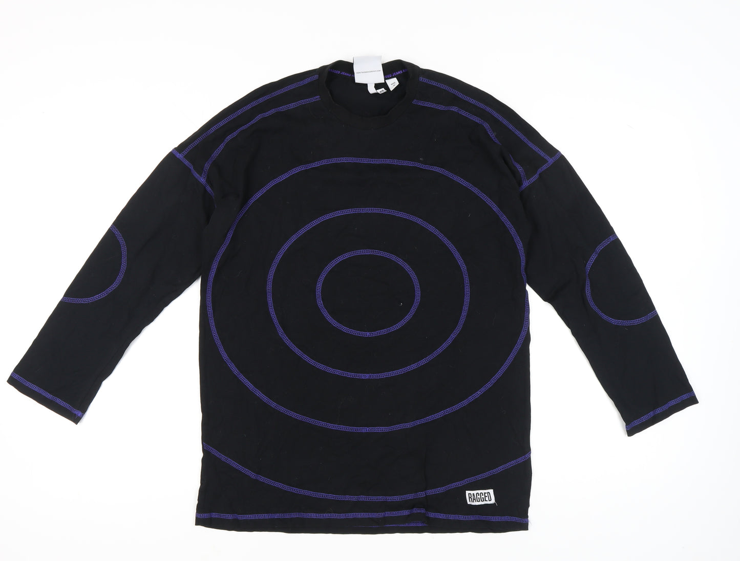 Ragged Jeans Men’s Black XS Long Sleeve Graphic Crew Neck T-Shirt