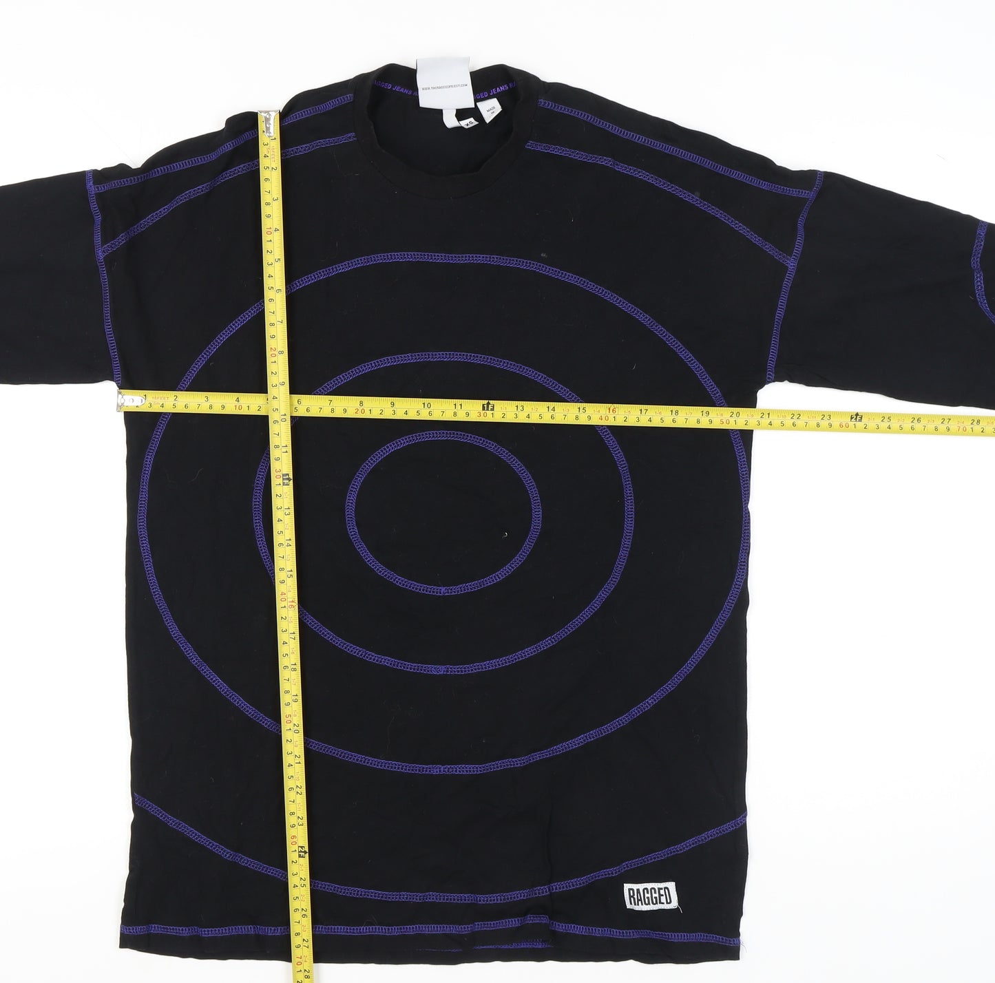 Ragged Jeans Men’s Black XS Long Sleeve Graphic Crew Neck T-Shirt