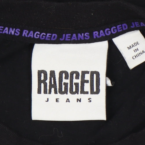 Ragged Jeans Men’s Black XS Long Sleeve Graphic Crew Neck T-Shirt
