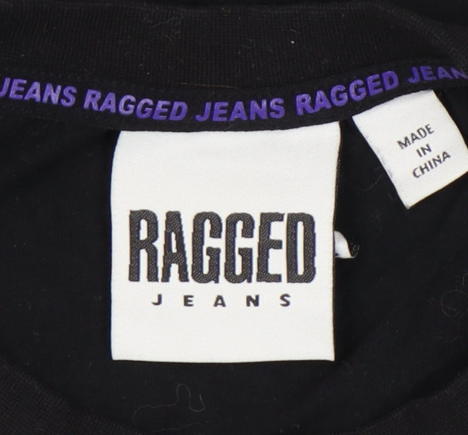 Ragged Jeans Men’s Black XS Long Sleeve Graphic Crew Neck T-Shirt