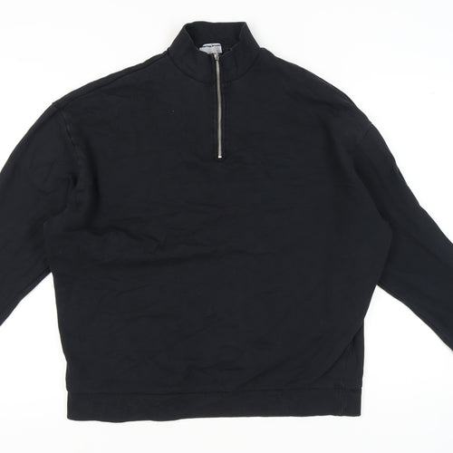ASOS DESIGN Mens Black XL Sweatshirt 1/4 Zip Mock Neck Pullover