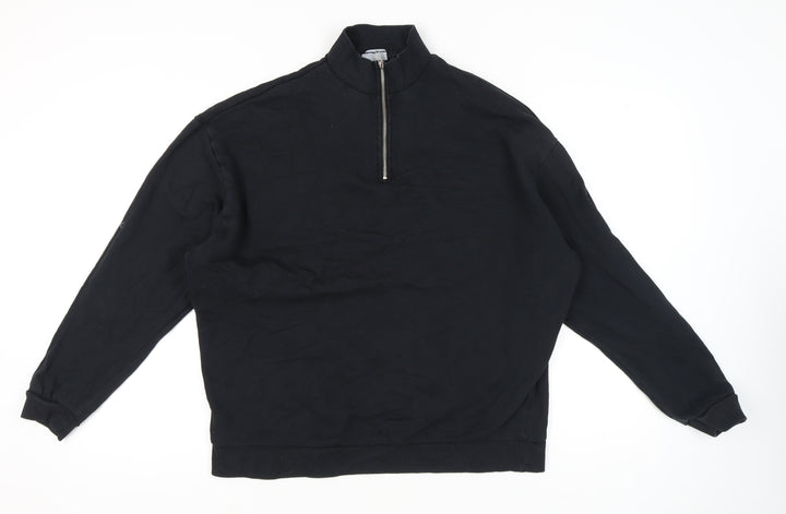 ASOS DESIGN Mens Black XL Sweatshirt 1/4 Zip Mock Neck Pullover