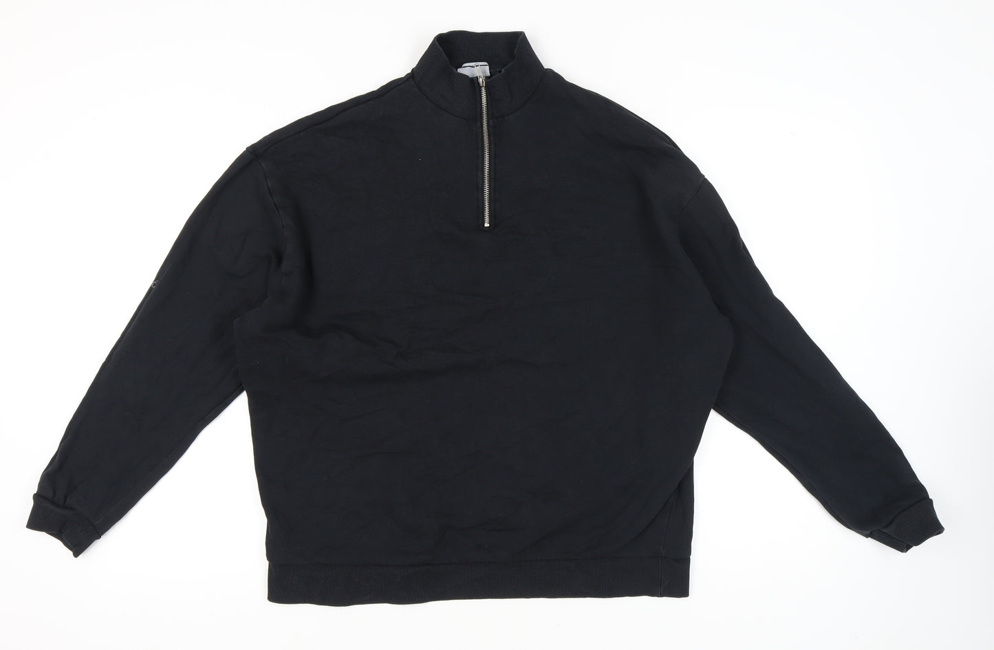 ASOS DESIGN Mens Black XL Sweatshirt 1/4 Zip Mock Neck Pullover