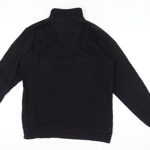 Cafe Mens Black Medium 1/4 Zip Sweatshirt High Neck Skateboarding