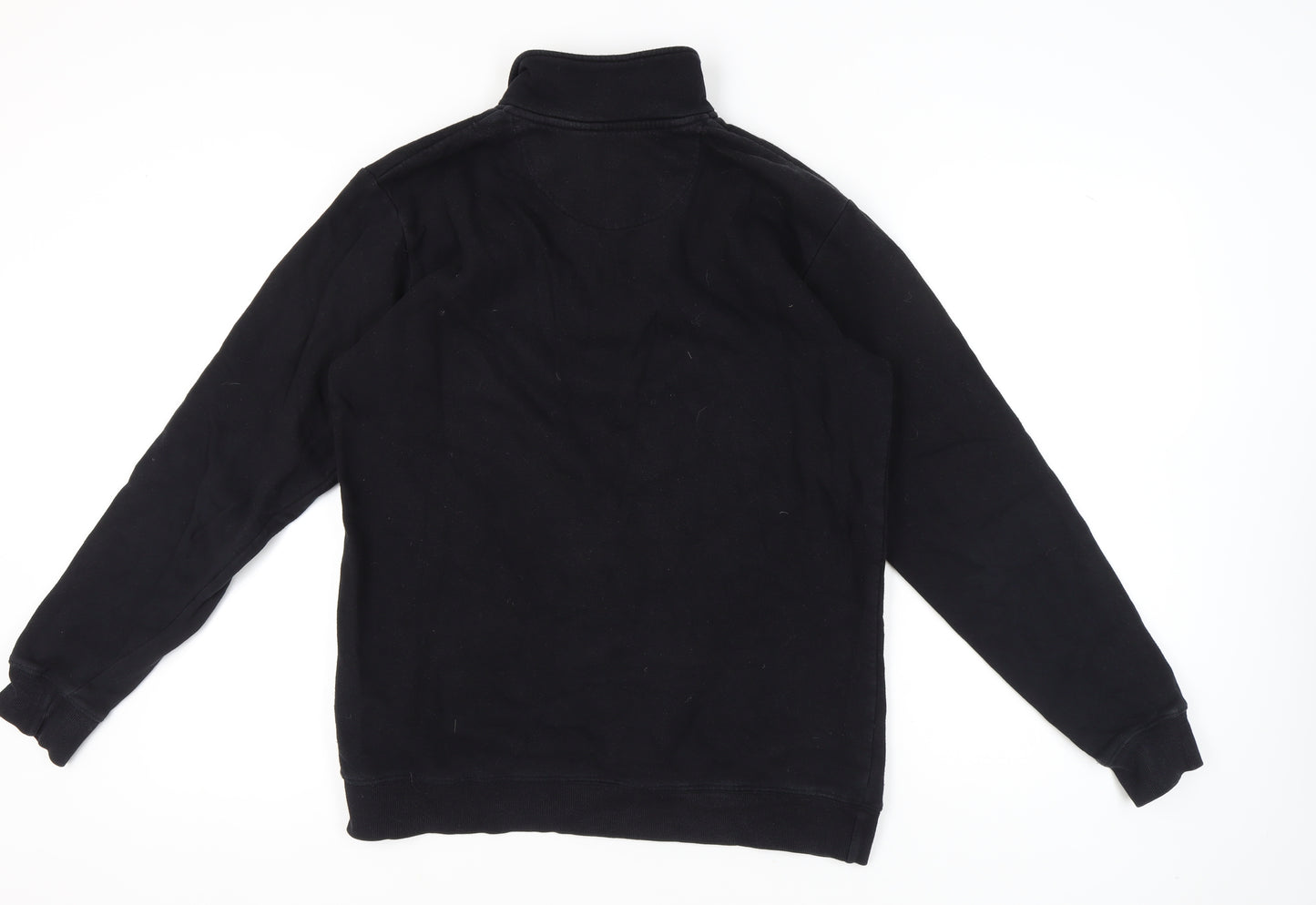Cafe Mens Black Medium 1/4 Zip Sweatshirt High Neck Skateboarding