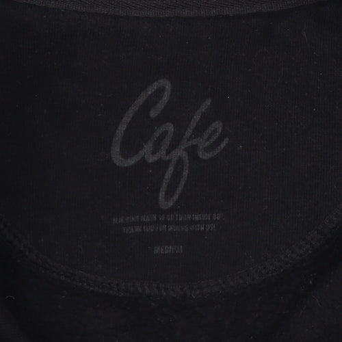 Cafe Mens Black Medium 1/4 Zip Sweatshirt High Neck Skateboarding