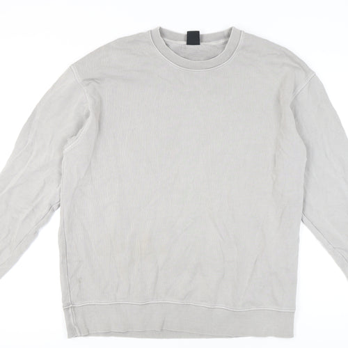 Zara Men Grey Crew Neck Pullover Sweatshirt L Regular Fit