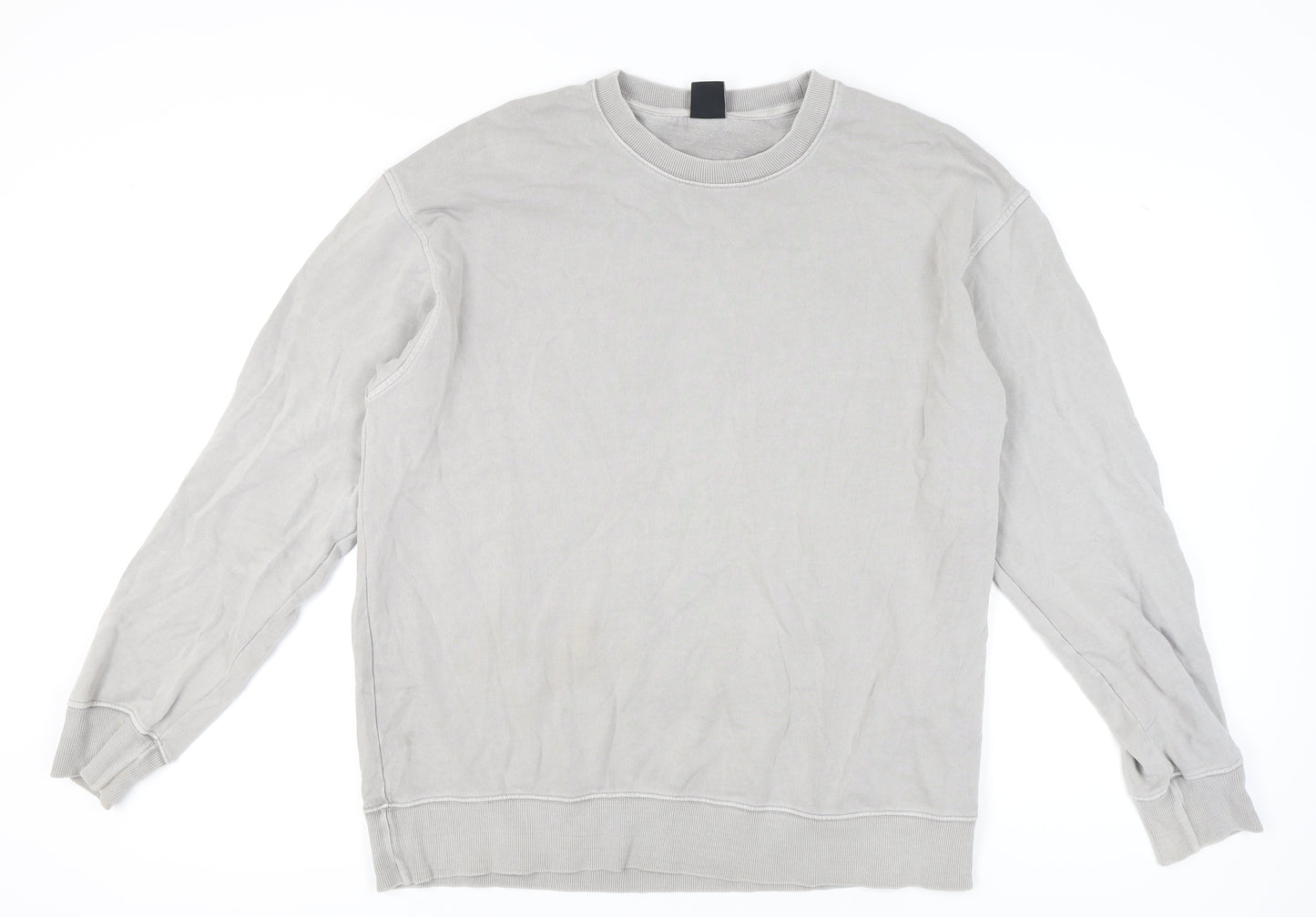 Zara Men Grey Crew Neck Pullover Sweatshirt L Regular Fit