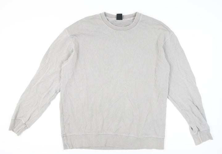 Zara Men Grey Crew Neck Pullover Sweatshirt L Regular Fit