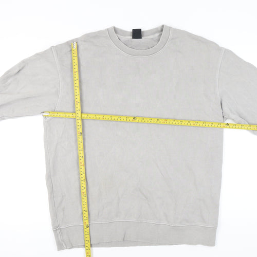 Zara Men Grey Crew Neck Pullover Sweatshirt L Regular Fit