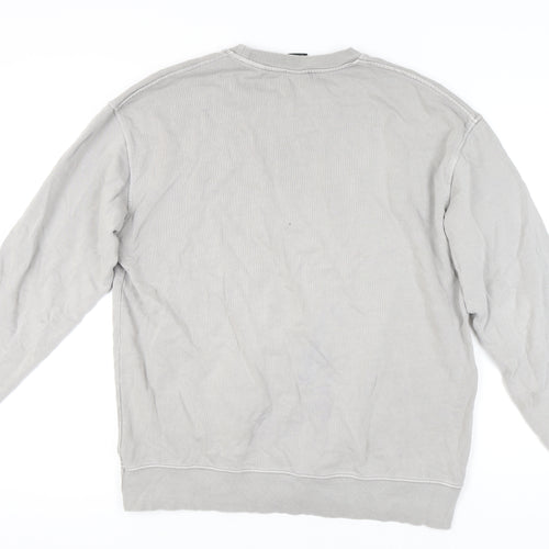 Zara Men Grey Crew Neck Pullover Sweatshirt L Regular Fit