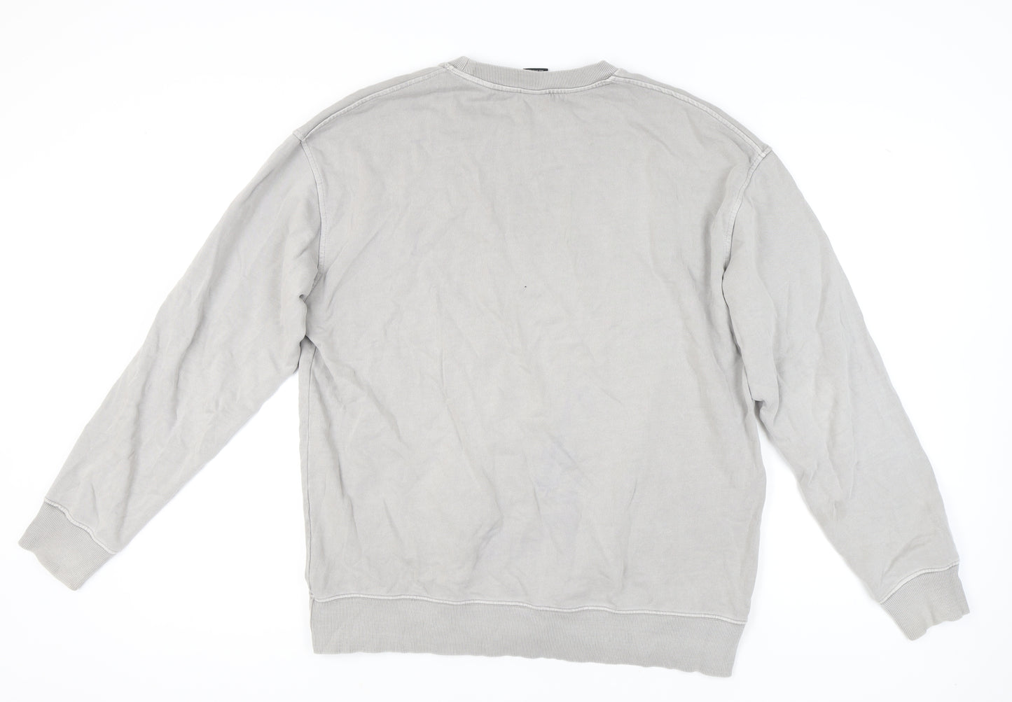 Zara Men Grey Crew Neck Pullover Sweatshirt L Regular Fit